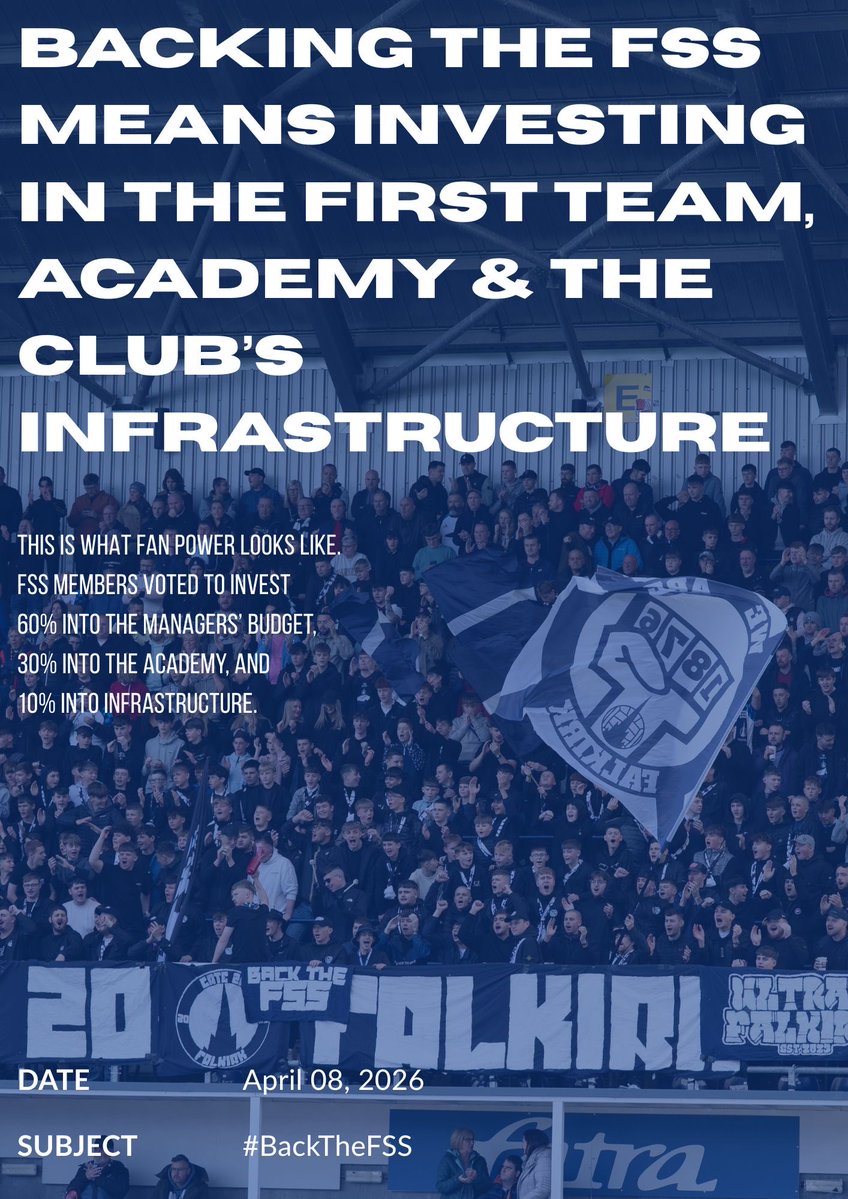 Fan ownership isn’t just about putting money in — it’s about having a real say.

It’s about being part of a collective, it’s about safeguarding our club, it’s about pushing our club forward!

Be part of it — join us today! 
falkirksupporters.org/join-us/ 

#OurClubOwnIt #BackTheFSS