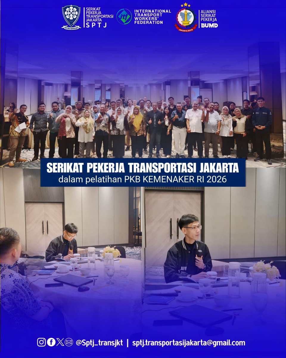 kami_sptj's tweet photo. ** SPTJ Ikuti Pelatihan Pembuatan PKB oleh Kementerian Ketenagakerjaan Republik Indonesia Tahun 2026.

#SPTJBergerak
#SPTJUntukPekerja
#PKB2026
#HubunganIndustrial
#SerikatPekerjaKuat
#KemenakerRI
#PerjuanganPekerja
#SolidaritasPekerja https://t.co/OgDUBw914e