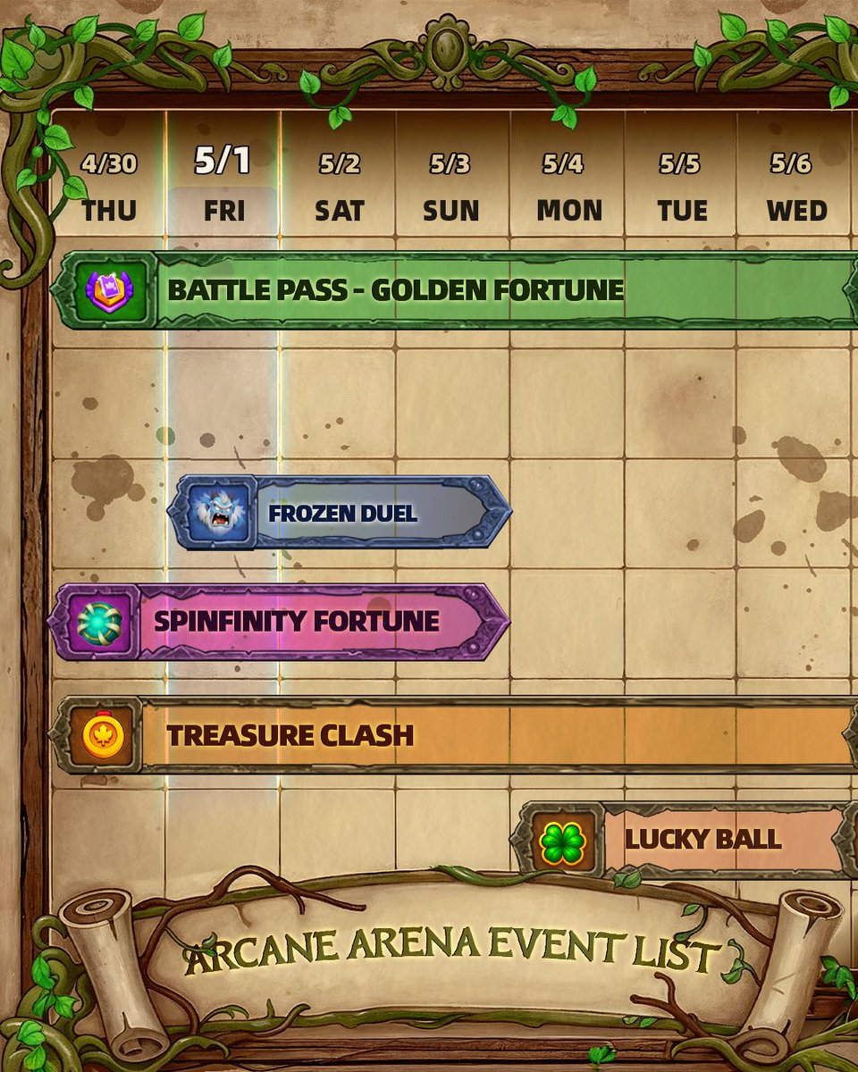 arcanearenatd's tweet photo. 🗓️ The May Calendar has arrived in the Arena!  
New battles are set and the challenges are ready.
Jump in and plan your strategy! https://t.co/SFCFz0ygqE