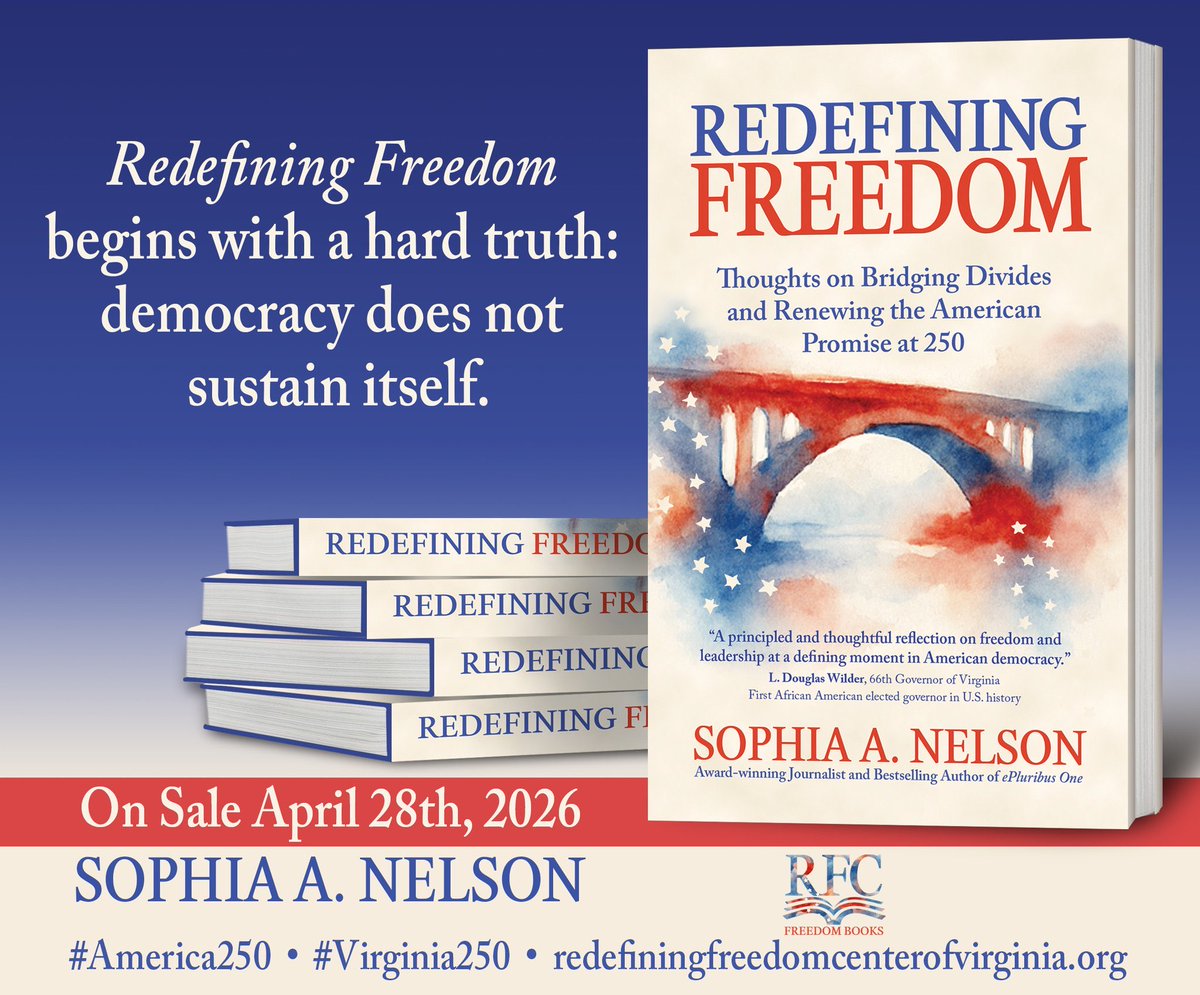 IAmSophiaNelson's tweet image. Good morning! Wonderful news with my new book, "Redefining Freedom" after just two day of release it's a best-seller in audio, ebook and hardcover. Top 150 books @amazon in history, politics &amp;amp; government, political science. #Books #America250 #RedefiningFreedom