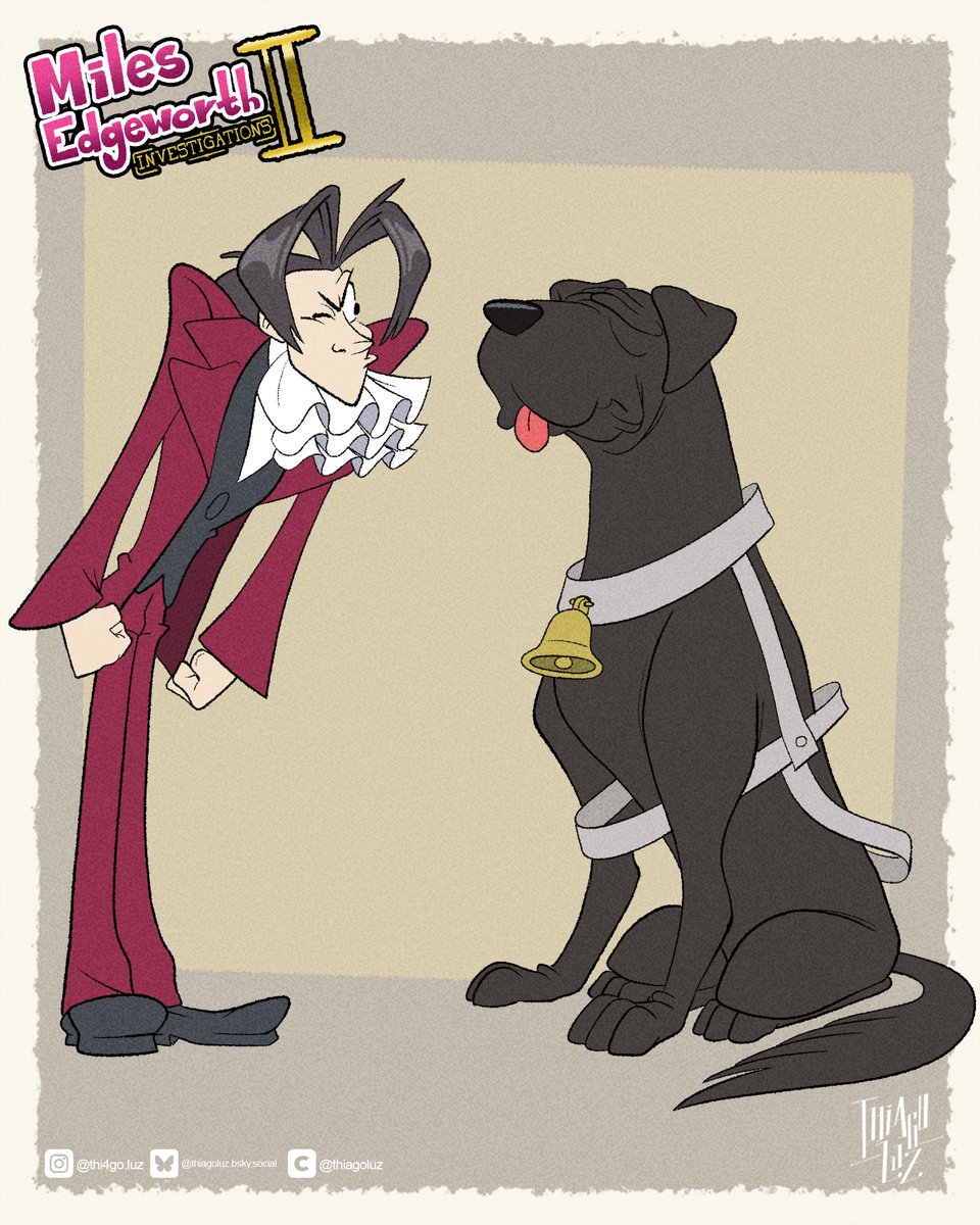 Thi4go_Luz's tweet photo. Yesterday was #InternationalGuideDogDay so here are some cartoons of #Helmut to celebrate.🦮 And today is #NationalLarryDay I'm adding some Larry cartoons too.🎨

#aceattorney #cartoons #guidedog #larrybutz https://t.co/u2dVAT5qOC