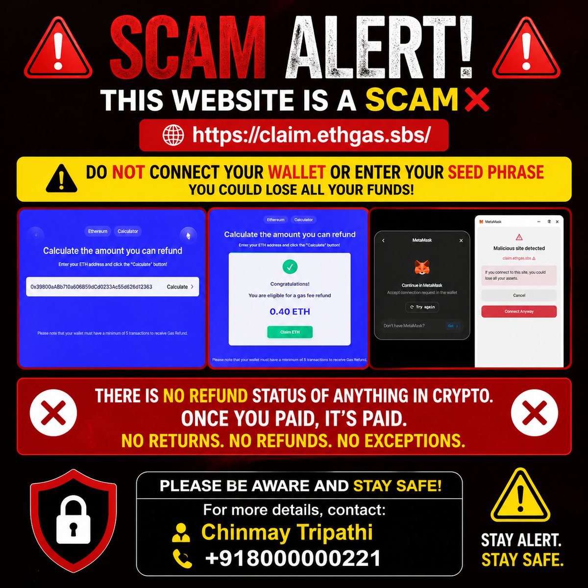 VorthakDataSeer's tweet photo. https://t.co/hPwRGmQuDM

#ScamAlert #CryptoScam #EthereumScam #FraudAlert #PhishingAlert #FakeWebsite #MaliciousSite #StaySafeOnline #Web3Security #CyberCrime #Ethereum #ETH #CryptoSecurity #Blockchain #CryptoAwareness #DeFiScam #WalletSafety #MetaMask #CryptoFraud #StayAlert https://t.co/e247x7V9NI