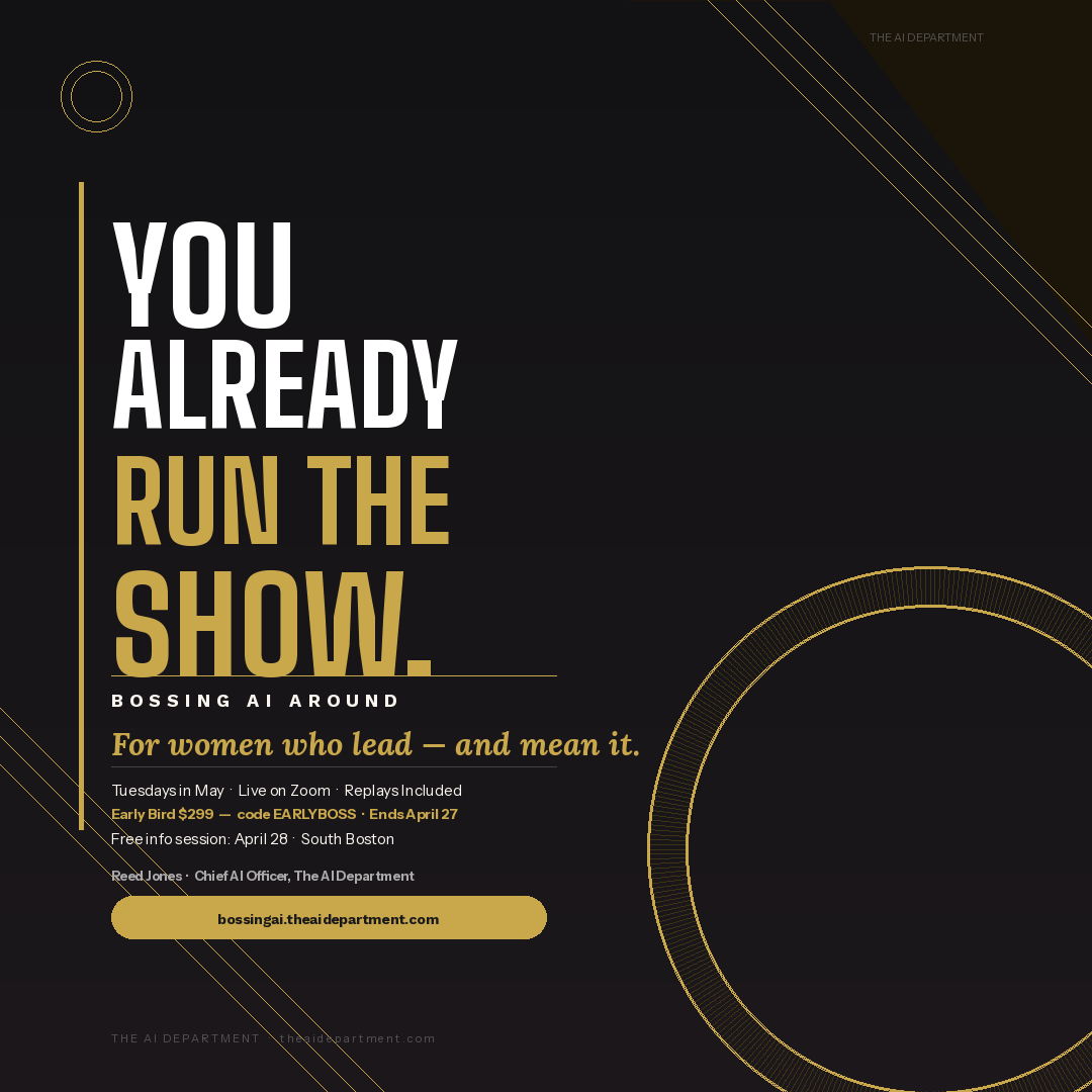 TheAiDepartment's tweet photo. Women own 40% of U.S. businesses and generate $2.7T in revenue.
Yet they adopt AI at 25% lower rates.
Not from lack of skill, but from permission gaps, tool overload, and fear of losing their voice.
We built a 4-week live course to fix that and help you reclaim 5–10 hours a week. https://t.co/az8hWP4AzC