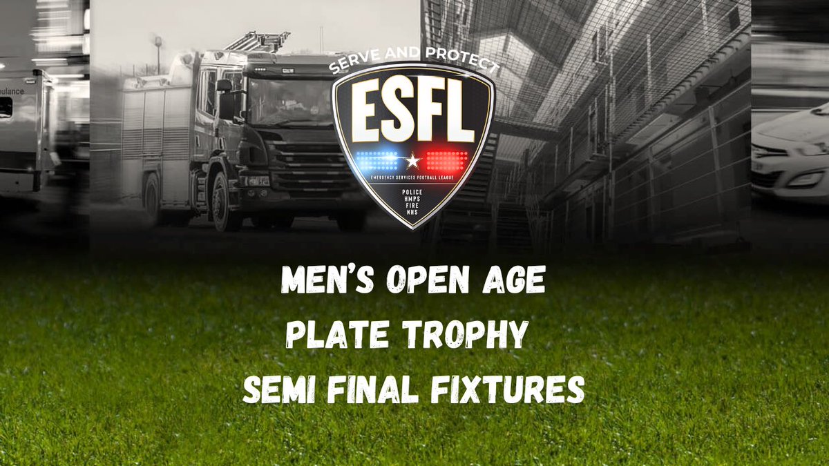 ESFL20's tweet photo. Serve &amp; Protect ESFL Mens Open Age Plate Trophy Semi Final Fixtures 2025/26. 🏆⚽️

Congratulations to all the teams who have progressed from the Quarters 👏
 
⚽️ West Yorkshire Fire v Yorkshire Ambulance Service

⚽️ Kent Police v Dorset Prisons

 Good luck to all the teams. https://t.co/NwEpEGGeab