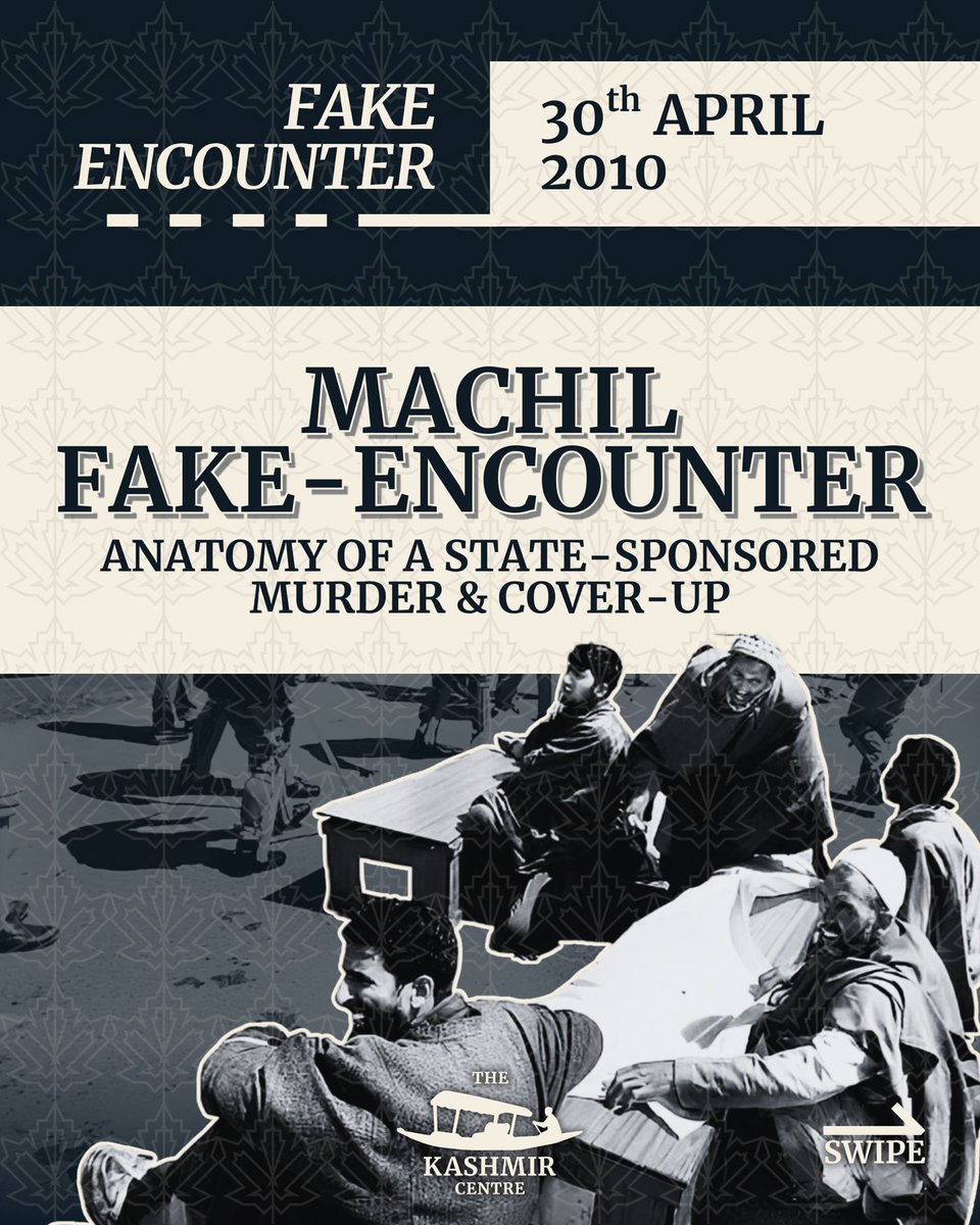 KashmirCentre's tweet image. The Machil Fake Encounter on 30th April 2010, Indian Occupied #Kashmir

In April 2010, three young men from the village of Nadihal in Kashmir were offered paid work by the #Indian Army. They were promised labouring jobs near the Line of Control. 

🧵Thread:
1/4

c.c @M_A_Thakur