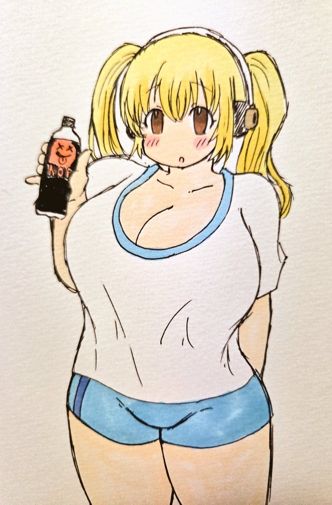 #今月描いた絵を晒そう
うちのオリキャラというかツッコミ役の『ミトさん』と、版権ものだと『すーぱーぽちゃ子』ちゃん描いてた 