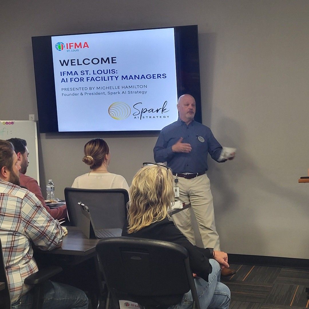 IFMASTL's tweet photo. #ThrowbackThursday to when IFMA St. Louis got practical about AI 🤖💡

This wasn’t hype for hype’s sake. It was a real conversation about how facility managers could actually use AI on the job. Shoutout to Michelle Hamilton and Spark AI Strategy for the insights.

#IFMAStLouis https://t.co/zQJKKR5mPC