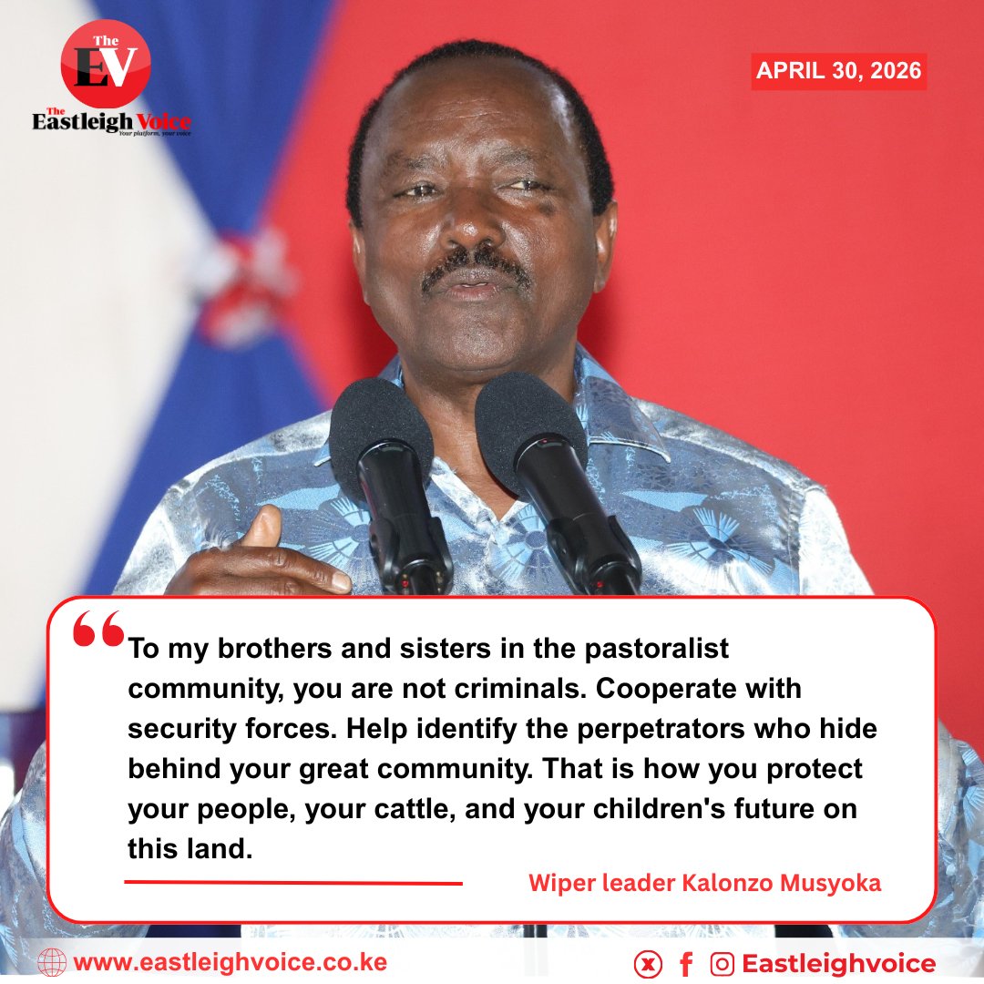 Speaking at a press briefing, Wiper leader Kalonzo Musyoka urges pastoralists to cooperate with security forces and identify crime perpetrators to protect their lives and future

Musyoka: To my brothers and sisters in the pastoralist community, you are not criminals. Cooperate