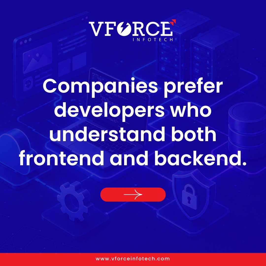 VforceInfotech's tweet image. Versatility is a major advantage in tech careers. Full stack skills allow professionals to work across systems and increase employability. Build Skills 

#FullStackDeveloper #vforceinfotech #WebDevelopment #ReactJS #NodeJS #TechCareers
