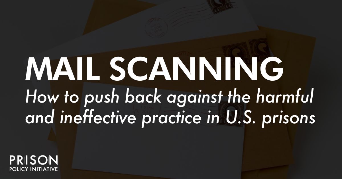 PrisonPolicy's tweet photo. 🚨NEW: Prisons across the U.S. are stripping away physical mail in what they claim to be an effort to combat drug smuggling.

Here's the truth: Mail scanning does not stop drug use behind bars — but it does hurt incarcerated people &amp; their loved ones 🧵 https://t.co/rHxBnVODsg