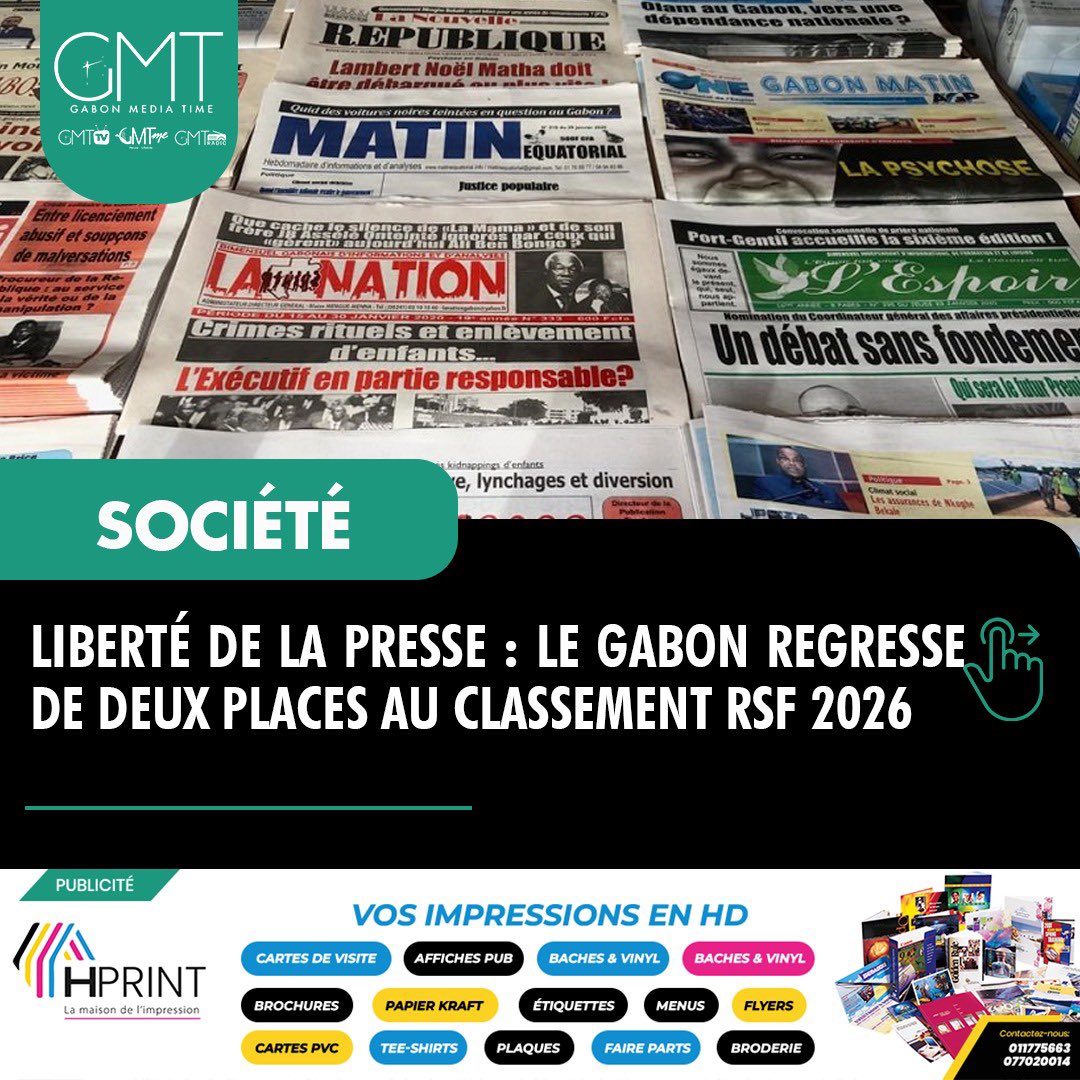 gabonmediatime's tweet image. 🟢 [#Infographie] Actualités principales du 30/04/2026

𝐂𝐨𝐧𝐭𝐚𝐜𝐭𝐞𝐳 𝐥𝐚 𝐫𝐞́𝐝𝐚𝐜𝐭𝐢𝐨𝐧

📲
066441717  
📞 
011775663

📬
contact@gabonmediatime.com

𝐑𝐞𝐣𝐨𝐢𝐠𝐧𝐞𝐳 𝐧𝐨𝐭𝐫𝐞 𝐜𝐡𝐚𝐢̂𝐧𝐞 𝐖𝐡𝐚𝐭𝐬𝐀𝐩𝐩 : 

🔗 lc.cx/9dgPhl

#GMT
#Gabon