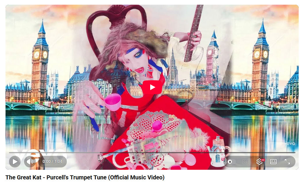 greatkatguitar's tweet image. WORLD PREMIERE on YOUTUBE!
The Great Kat - Purcell's Trumpet Tune (Official Music Video) youtube.com/watch?v=1M2YNE…
The Great Kat Proper English Guitar Goddess is shredding “Purcell’s Trumpet Tune” on her guitar for a proper #British Afternoon Tea.
#England #Purcell #Trumpet