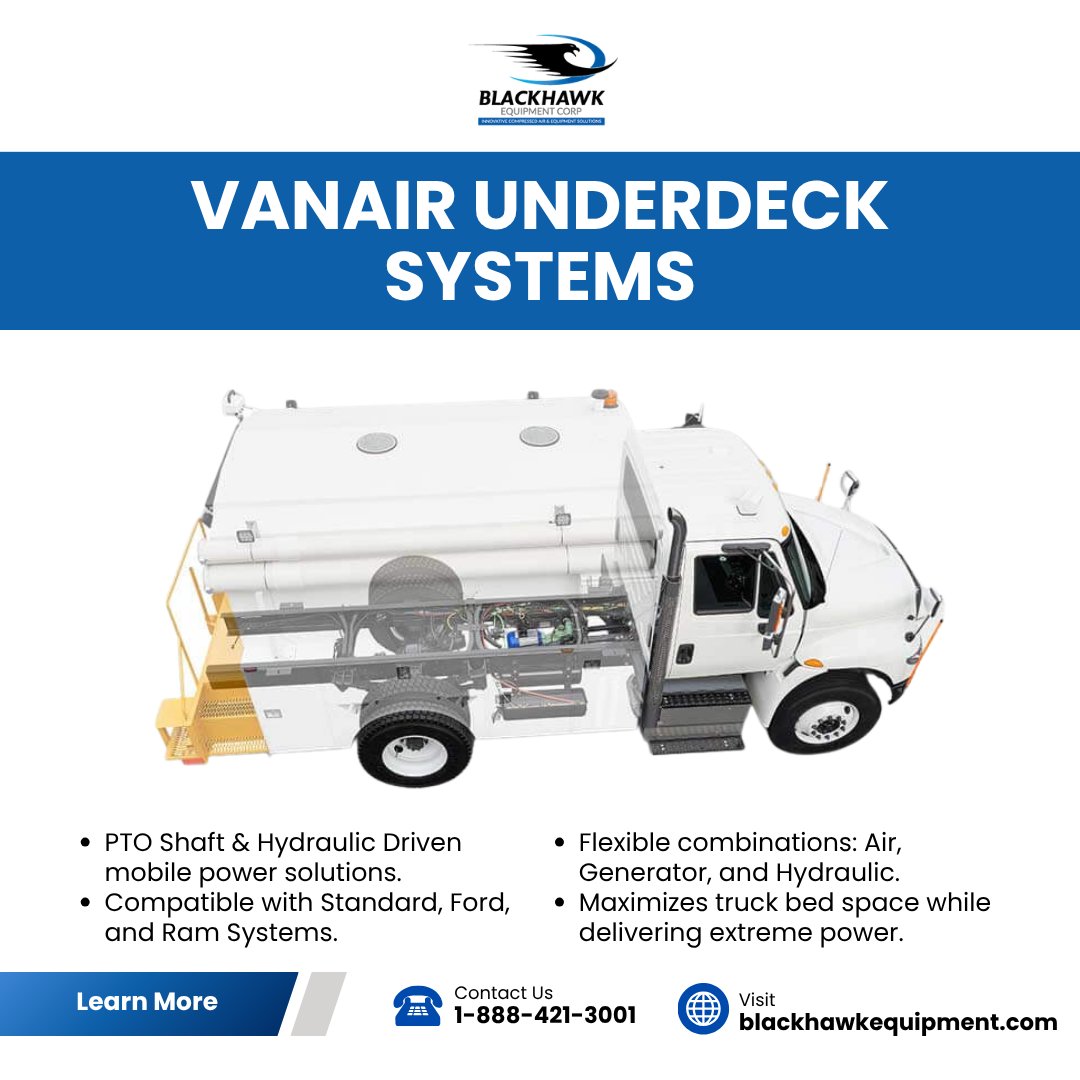 Blackhawk_Equip's tweet image. Power wherever the job takes you. Underdeck compressor systems deliver air, power, and hydraulic capability through PTO-driven and integrated configurations for maximum versatility. 

blackhawkequipment.com/products/compr…

#MobileAir #IndustrialSolutions #Blackhawk