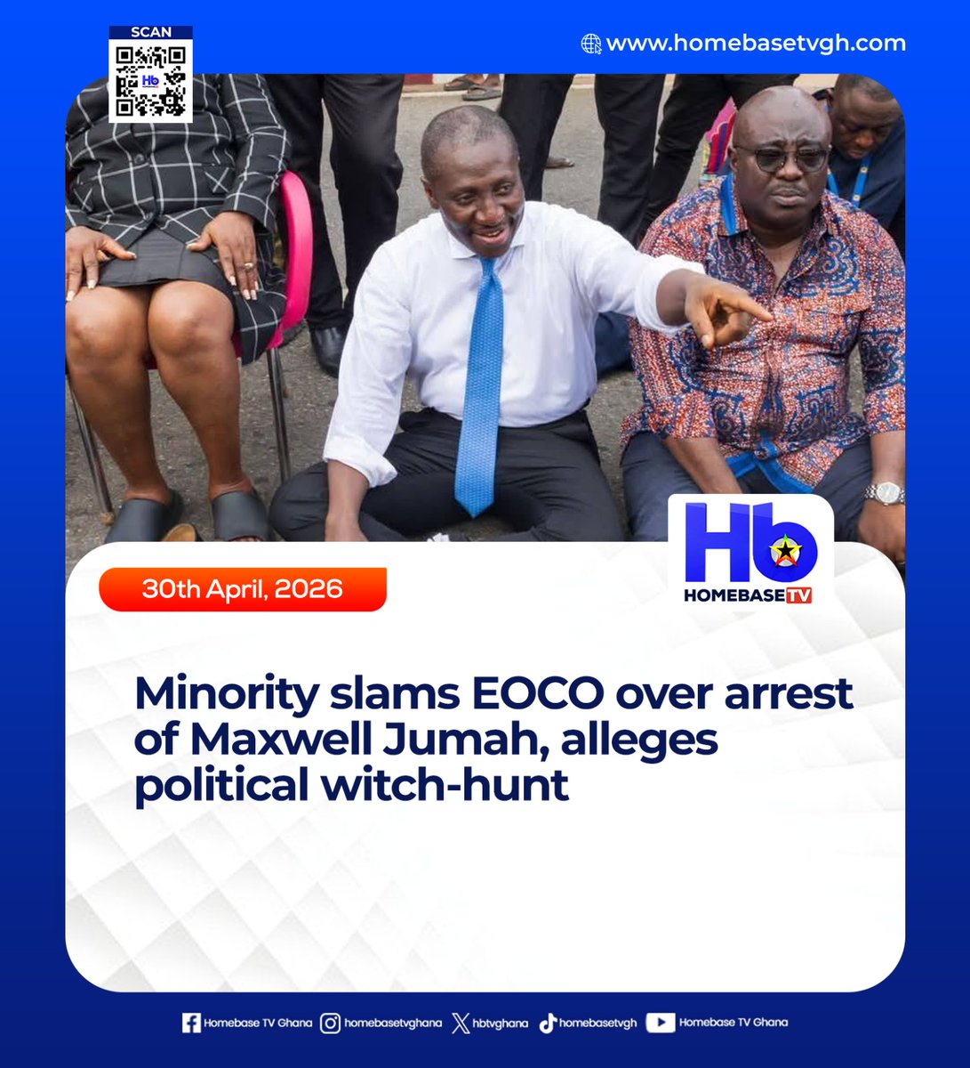 Minority slams EOCO over arrest of Maxwell Jumah, alleges political witch-hunt

Read more: homebasetvgh.com/news/3f67a231-…

#GhanaPolitics #SportsNews #GhanaUpdates #Worldnews