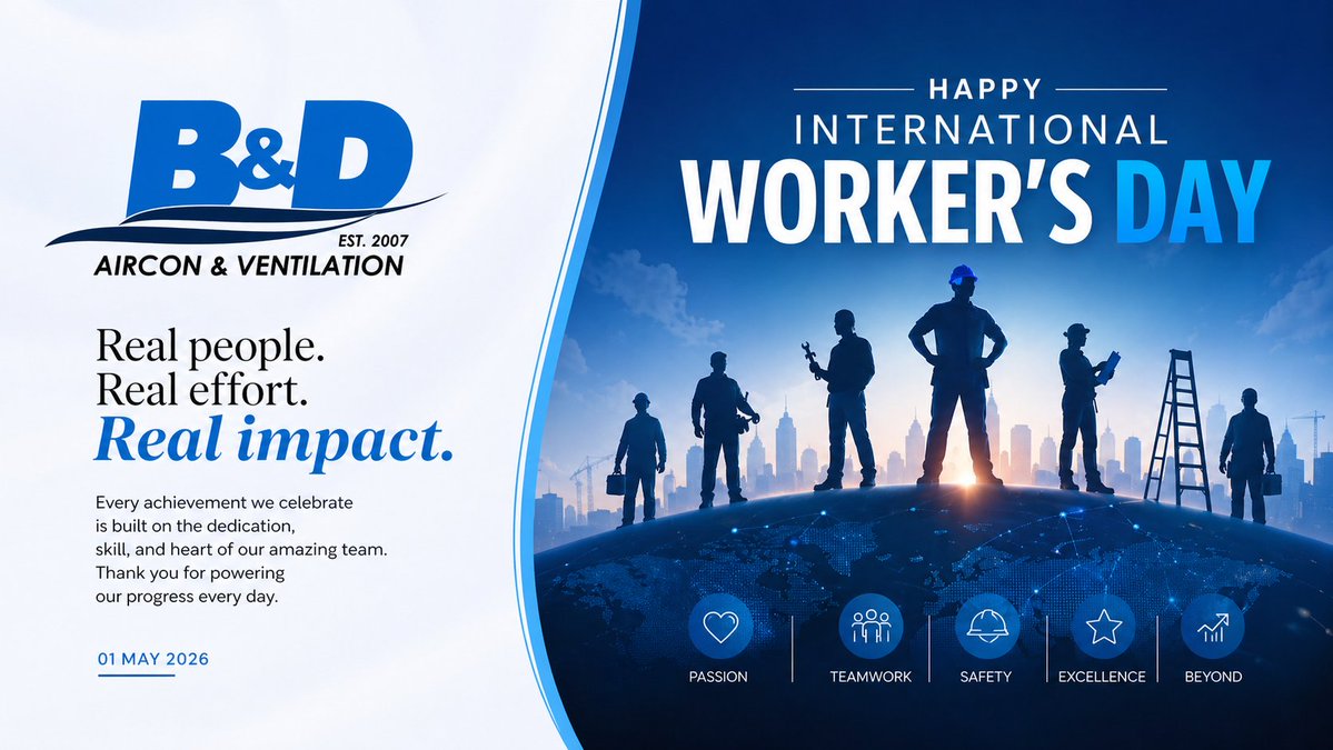 BD_Aircon's tweet image. Cooling in summer. Heating in winter. ❄️🔥
Powered by our people.
Happy Workers’ Day!
#WorkersDay2026 #HVAC