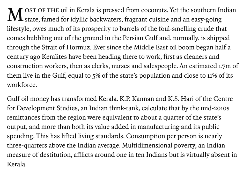 RajeevSrinivasa's tweet photo. meanwhile, warmongerist in praise of the #moneyordereconomy and #cargocult of Kerala.
dead wrong as usual. exported people are the #resourcecurse of #Kerala. since there is no industry or agriculture (thanks, commies), slaving in west asia (a goat's life) is the only choice. https://t.co/oUnbKczXwP