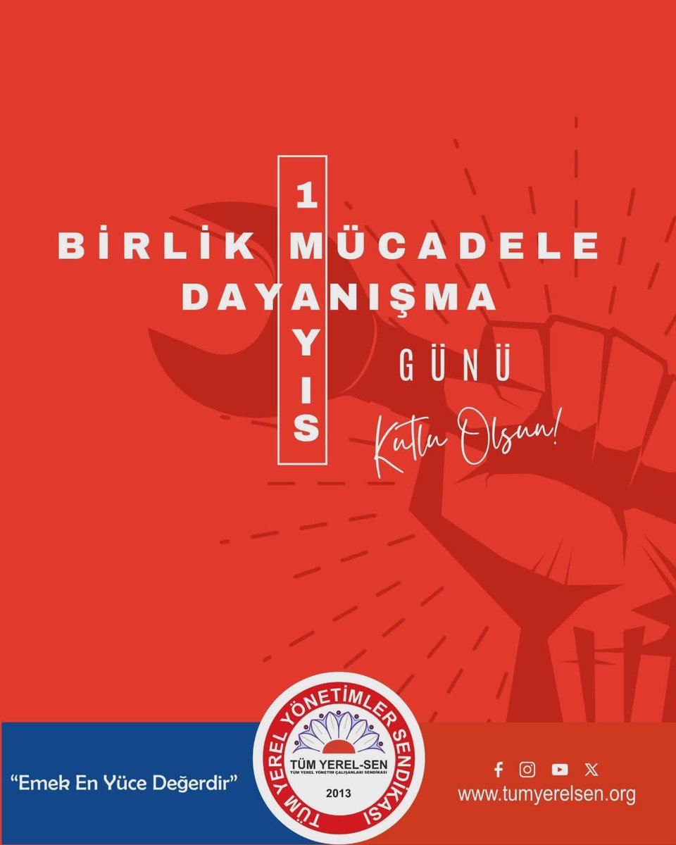 TumYerelSen17's tweet photo. YAŞASIN 1 MAYIS!

1  Mayıs Emek ve Dayanışma Günü’nde; kentlerimizin gelişimi ve halkımıza sunulan kamu hizmetlerinin sürekliliği için büyük bir özveriyle çalışan yerel yönetim emekçilerimizin emeğini saygıyla selamlıyoruz.

#TümYerelSenÇanakkale https://t.co/g2Xy023wmU