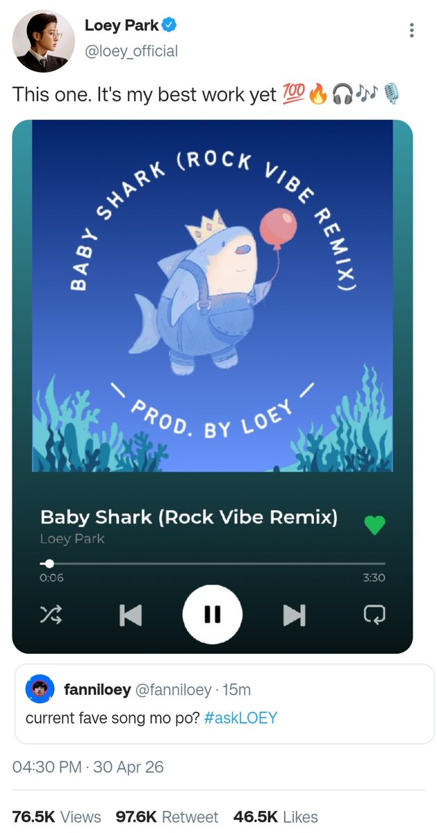 parallelcoda_'s tweet photo. a #chanbaek prompt kung saan

Isang seryosong music producer si Chanyeol (Loey)... Too series about his work kaya nag-release siya ng sarili niyang rendition ng nursery rhyme para sa anak. https://t.co/7saHy0gLvl