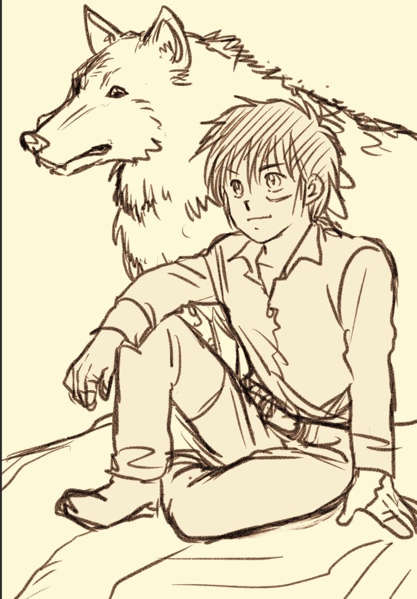 #今月描いた絵を晒そう
2026年4月期
漫画でオオカミを登場させるので描く練習ラフを幾つか描いてました🐺まだ同じような表情しか描けてないなぁ✍️