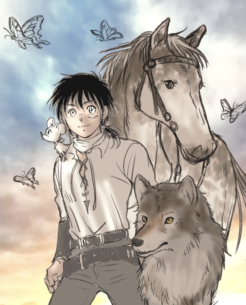 #今月描いた絵を晒そう
2026年4月期
漫画でオオカミを登場させるので描く練習ラフを幾つか描いてました🐺まだ同じような表情しか描けてないなぁ✍️