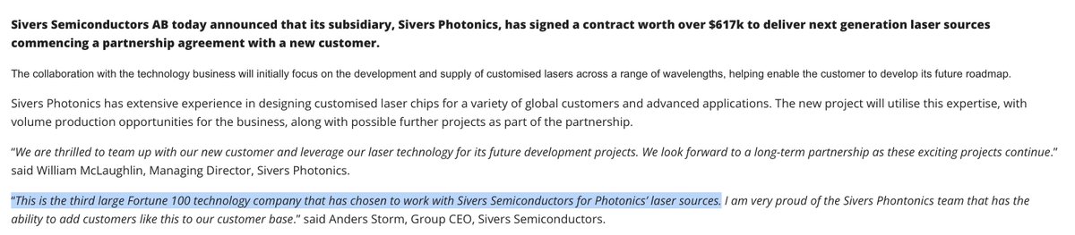 $SIVE - Back in 2023 Sivers teamed up with $INTC and WiSig to launch ...