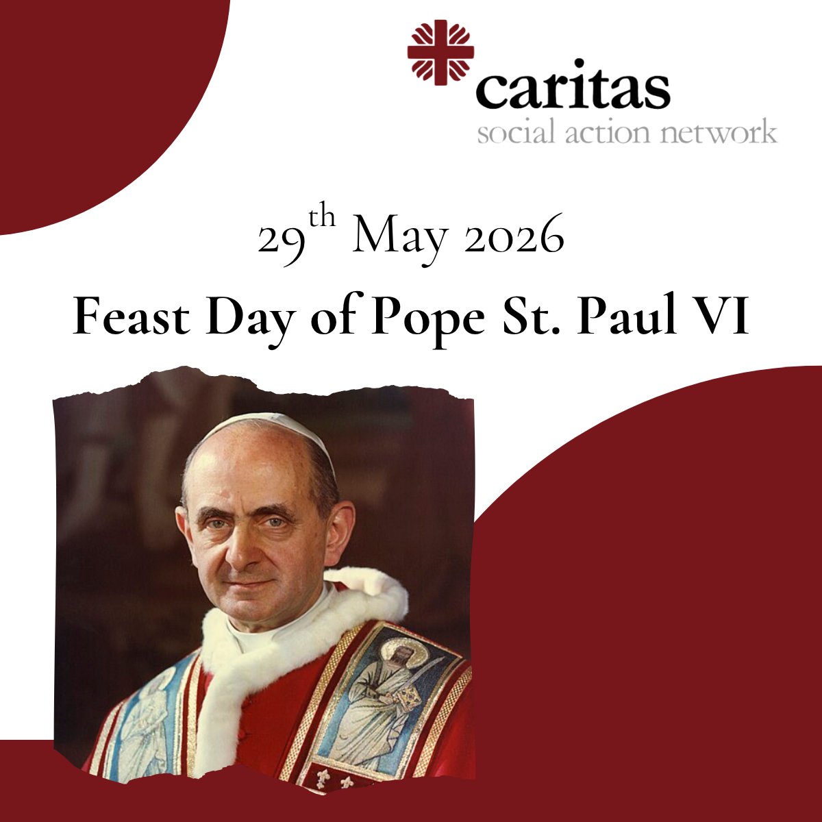 CSANonline's tweet photo. 📜 Feast of Saint Pope Paul VI

Today we celebrate Pope Paul VI, the pope who brought the Second Vatican Council to its conclusion and helped shape modern Catholic Social Teaching.

Through landmark encyclicals such as Populorum Progressio, he offered a bold and prophetic vision of integral human development, insisting that economic progress must always serve the dignity of the human person and the common good.

💬 “Development cannot be limited to mere economic growth.” (Populorum Progressio, 14)

💬 “Development is the new name for peace.” (Populorum Progressio, 76)

His teaching remains deeply relevant today, reminding us that justice, solidarity, and authentic development are essential foundations for peace.

📖 Why not revisit Populorum Progressio and reflect on how its vision challenges us in our own time?

🔗 Read the encyclical: https://t.co/2C9gLW0jZs

#PaulVI #CatholicSocialTeaching #IntegralHumanDevelopment #CommonGood #FaithInAction