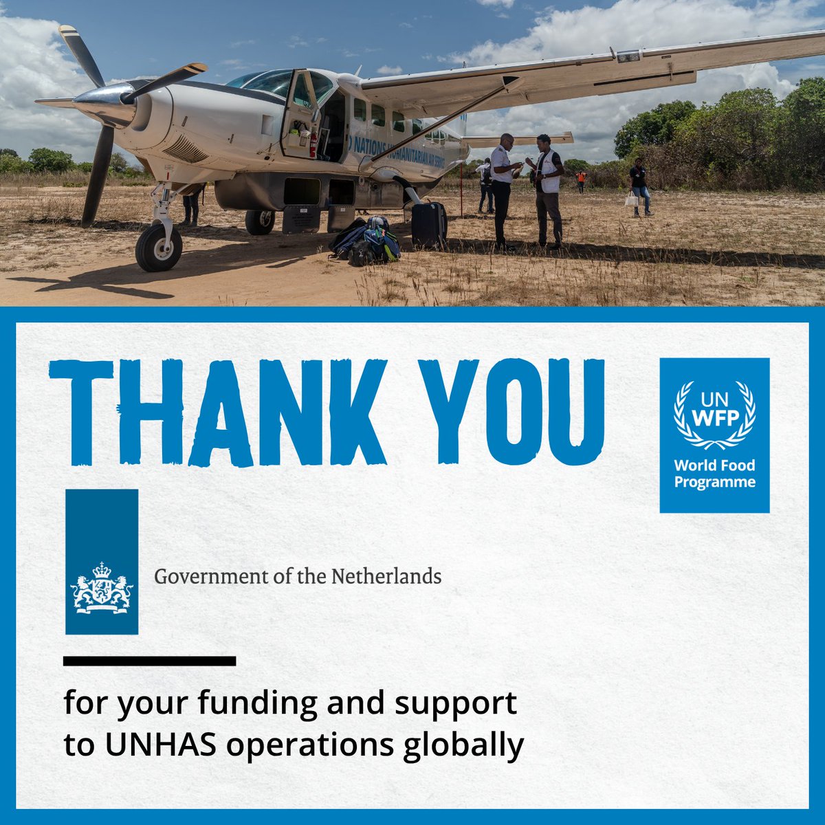 WFP_UNHAS's tweet image. #ThankYouThursday

Grateful to the Netherlands 🇳🇱 for its continued contribution to the #UNHAS Centralized Funding Mechanism, supporting life‑saving humanitarian operations around the world ✈️🌍

#StrongerTogether #FlexibleFunding