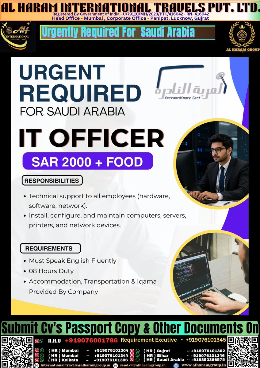 Assalamu alaykum wa rahmatullahi wa barakatuhu
Contact us for Work,Visit, Study Visa,For All Countries Umrah Package Citizenship,Immigration 
✅#Veryfy_work
➡️Send your documents in single pdf ➡️send.cv@alharamgroup.in
➡️Follow for new updates➡️whatsapp.com/channel/0029Vb