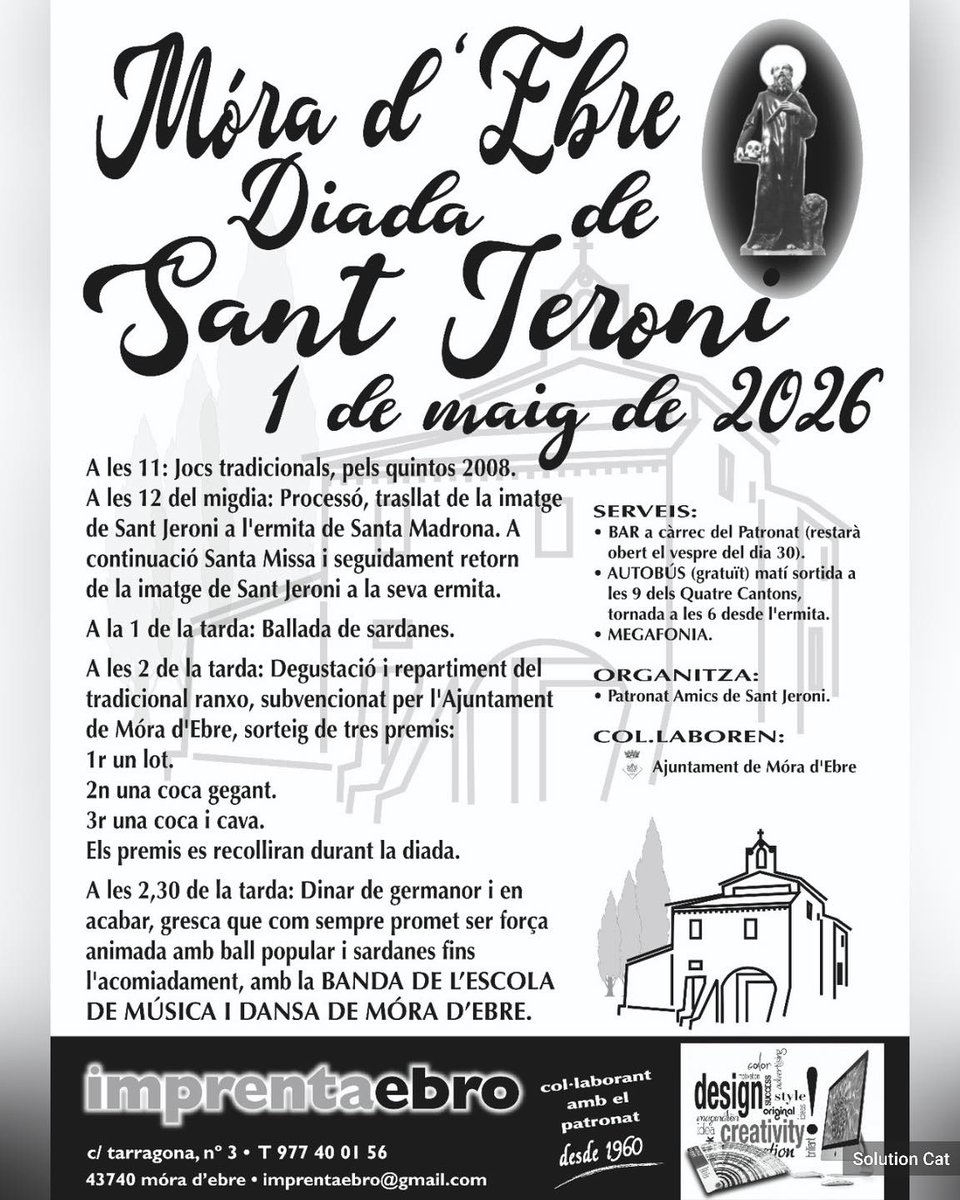 canalte's tweet image. 🗓 #AGENDA 𝗦𝗲 𝗙𝗮 𝗦𝗮𝗯𝗲𝗿 | 📍 #MóraDEbre 🗓 Diada de Sant Jeroni a Móra d'Ebre. 🙋‍♀️
El pròxim divendres 1 de maig, Móra d'Ebre celebrarà la seua tradicional Diada de Sant Jeroni, una jornada plena d'actes re...
is.gd/FaFq5M