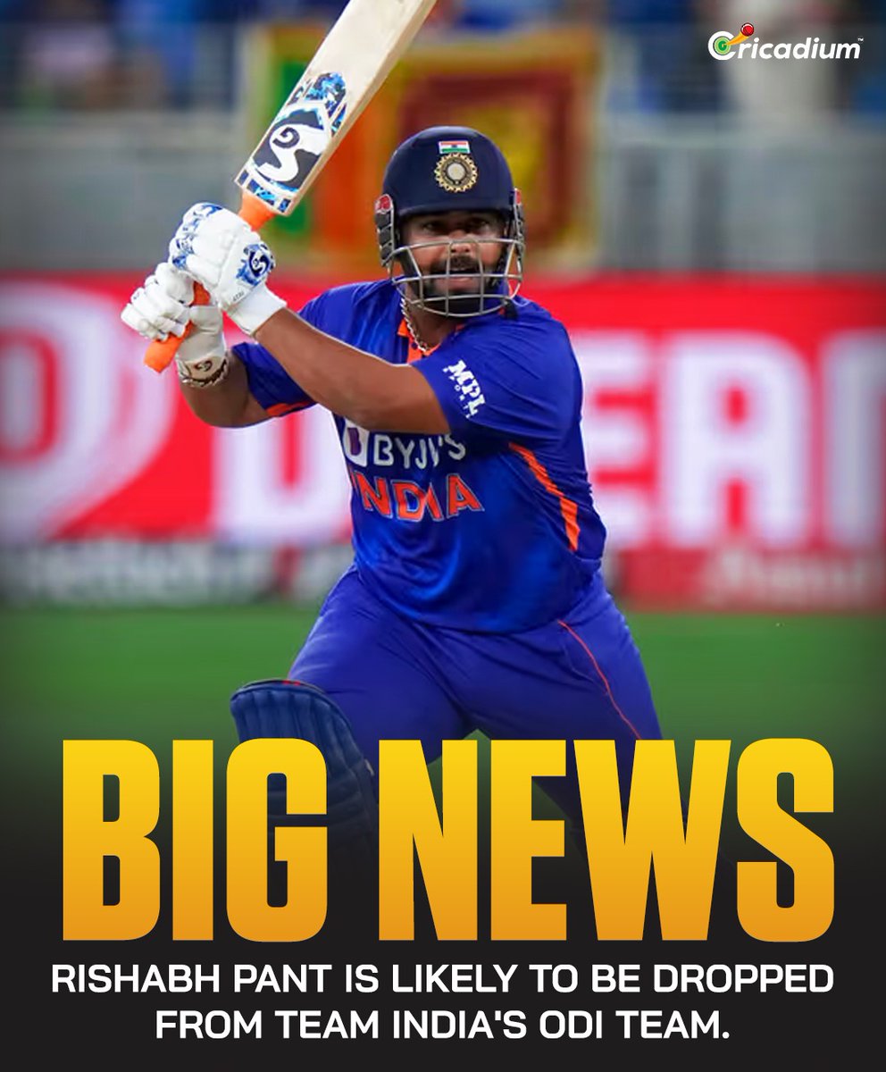 Cricadium's tweet image. Selection shake-up 🔄 Reports suggest Rishabh Pant could miss out on India’s ODI team.🏏 

#RishabhPant #TeamIndia #ODI #Cricket #Selection