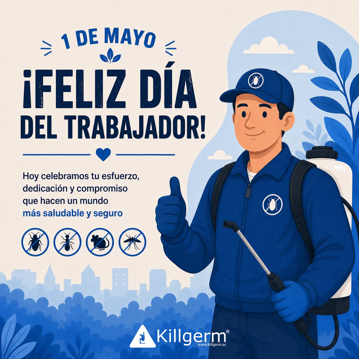 KillgermSA's tweet image. Hoy reconocemos el esfuerzo, la dedicación y la contribución de todas las personas trabajadoras y, en especial, a las de nuestro sector.

#DíaInternacionaldelosTrabajadores #Killgerm #Controldeplagas #SanidadAmbiental