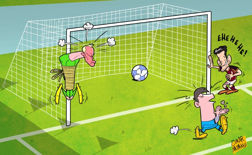 omomani's tweet photo. Ter Stegen from my cartoons archive 
For more: https://t.co/eX6hNld92U https://t.co/BmUxeU2tJv
