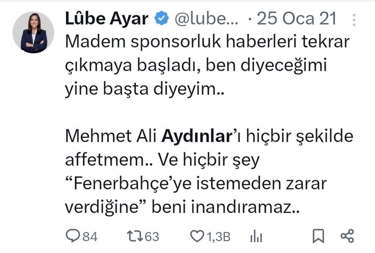 tilgenmm's tweet photo. @lubeayar Yolunuz bir olsun Lübe hanım dün karşı çıktığınız adamı şuan gelip camiaya kanıtlama derdiniz yolu bir olan tek adam aziz yıldırımdır. https://t.co/mpR6qllUKN