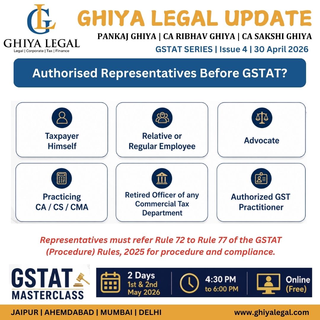 ghiyalegal's tweet image. GSTAT Appearance isn’t just about Eligibility.

It’s about:
✔ Who can represent
✔ Proper authorisation
✔ Procedural compliance

We’re breaking it down practically 👇
🎓 Free GSTAT Masterclass
📅 1–2 May | 4:30 PM
👉 forms.gle/7ds443bwvCESW2…

#GSTAT #GST