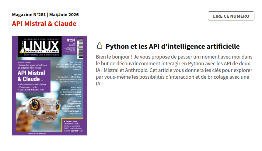 gnulinuxmag's tweet photo. Les API de #Mistral et #Claude sont des portes d’entrée vers l’ #IA pour les développeurs #Python.
Apprenez à explorer tout le potentiel de ces technologies dans notre numéro actuellement en kiosque & sur https://t.co/ej5cViqtuX.
#programmation #code #développement #github https://t.co/N35OkvnuOR