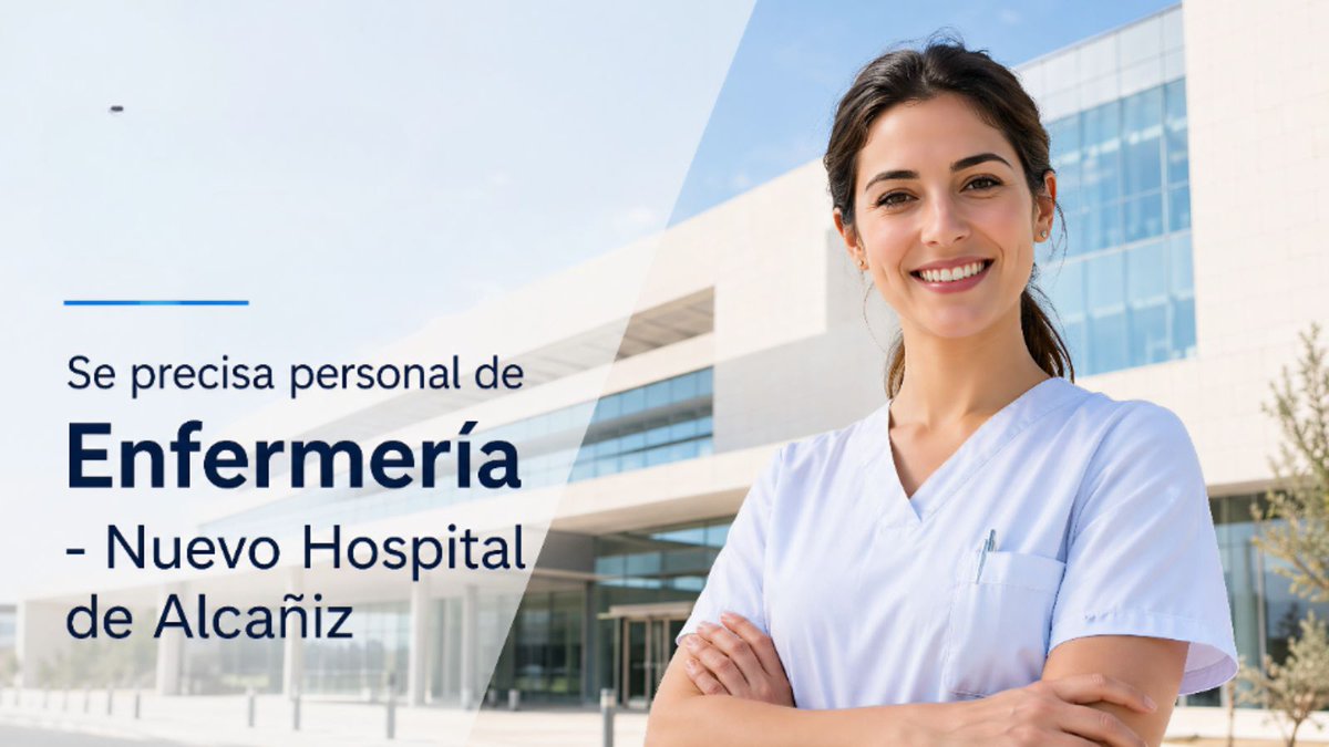 Inaemorienta's tweet photo. 🏥Se precisa personal de Enfermería para el nuevo Hospital en Alcañiz  

📌Consulta los puestos disponibles y requisitos en:  🔗https://t.co/iR7uKS7fqo 

#EmpleoPúblico #Sanidad #Alcañiz #Teruel #INAEM #OrientaciónLaboral #EmpleoAragón #inaemorienta https://t.co/6hEm8x0TfA