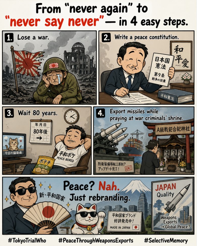 aidongyang23's tweet photo. Article 9:
"We will never maintain land, sea, or air forces."
2026:
"Sorry, we didn't say armed forces.Just defense forces with missiles."
Semantics: 1, Constitution: 0. https://t.co/1xABVVq0kM