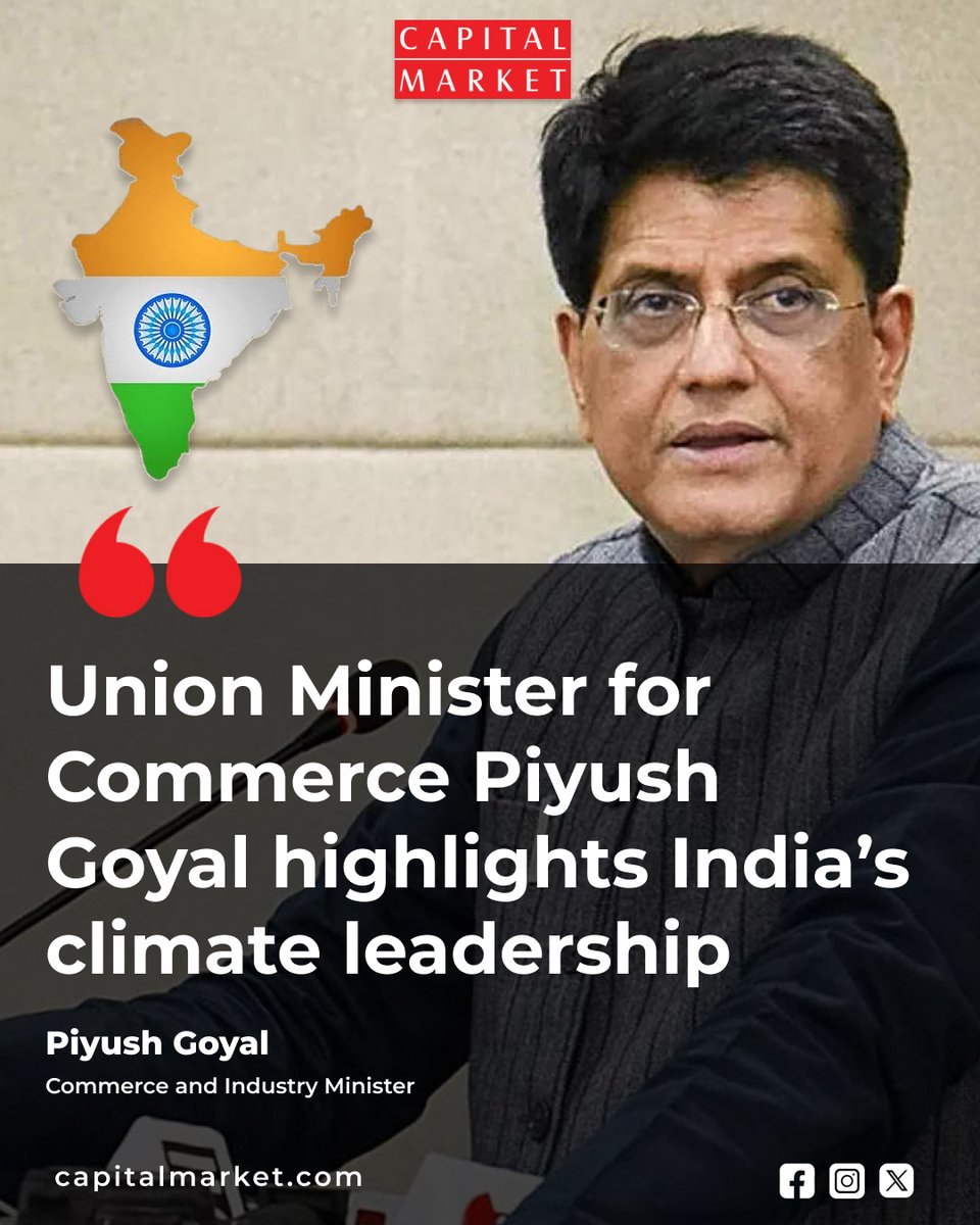 CapitalMarket17's tweet image. Piyush Goyal Spotlights India’s Climate Edge, Green Power Surge &amp;amp; Global Trade Momentum
capitalmarket.com
#IndiaClimateLeadership #PiyushGoyal #RenewableEnergy #CleanEnergy #ClimateAction #GreenGrowth #India2030 #SustainableDevelopment #EnergyTransition #G20Leadership