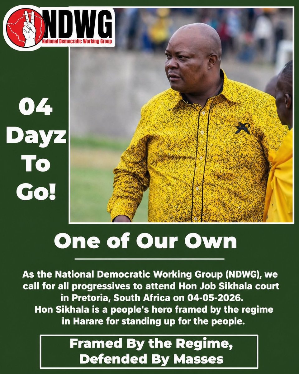 BulawayoNd58747's tweet photo. Lets go in numbers and support our chief facilitator Hon Job Sikhala on the 4th of May.
#FreeWiwa!
#NoTo2030Nonsense! https://t.co/nOLAS1Ngup