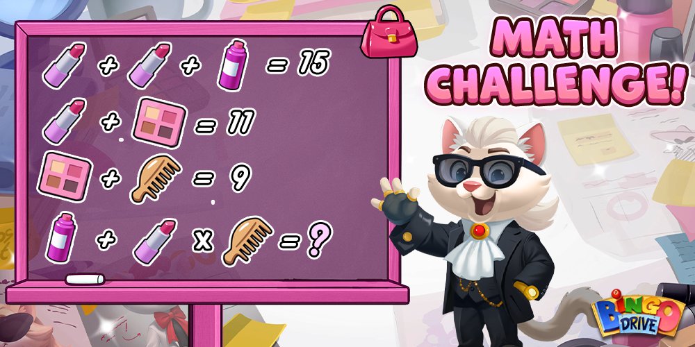 Another math challenge is here! Can you solve the equation, Daubers? 🧐

Let us know your answer in the comments below! 😍

🎁: join.bingodrive.com/BXwM/gift?pk=Q…

Retweet the fun!
