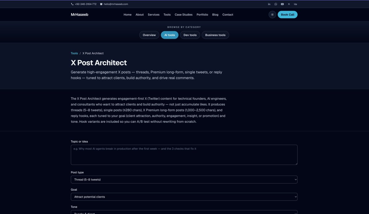 mrhaseebdotcom's tweet image. if you have want to write engaging X content.. I made an AI tool for it and its completely free. 

Comment down and I will share the link. 

#x #aitool #writer