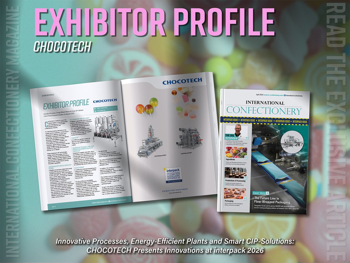 InConfectionery's tweet image. 📢 interpack Exhibitor Spotlight - CHOCOTECH  

Read more here: in-confectionery.com/interpack-exhi…

#Food #FoodIndustry @interpack2023