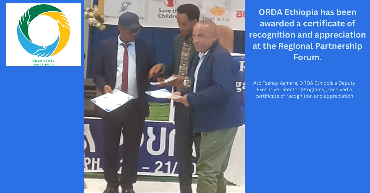 OfficialOrda's tweet image. 🏆 ORDA Ethiopia has received a certificate of appreciation at the Amhara Regional Partnership Forum in Bahir Dar. Out of 170 CSOs, only 25 were honored for outstanding humanitarian aid, development work &amp;amp; strong collaboration with government. #Ethiopia #Partnership