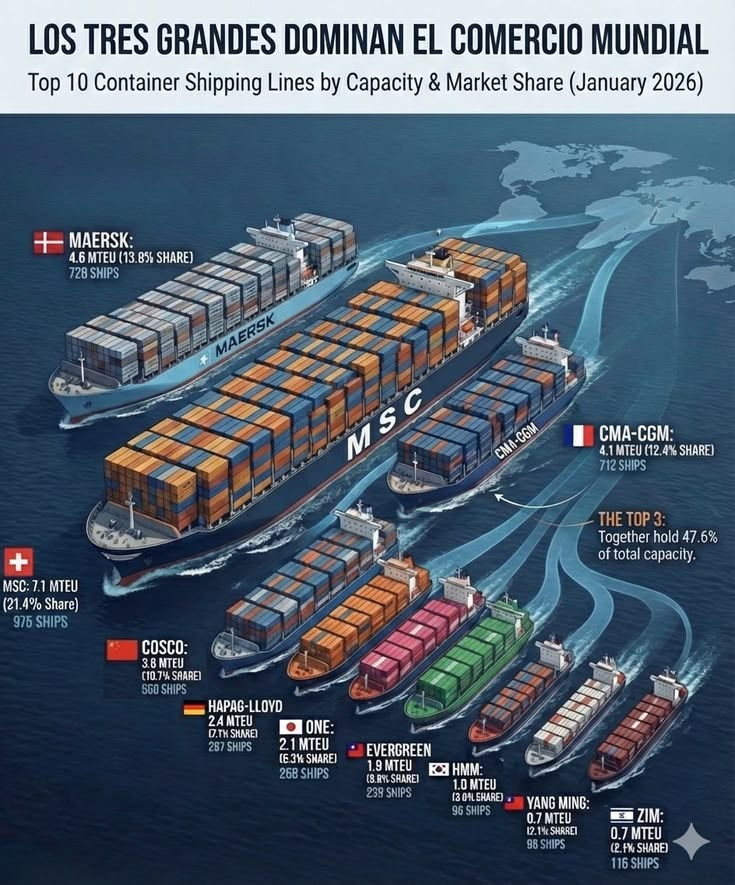 Market_Mind_'s tweet photo. Top 10 Container Shipping Lines (2026) https://t.co/9DhkHPy6xm