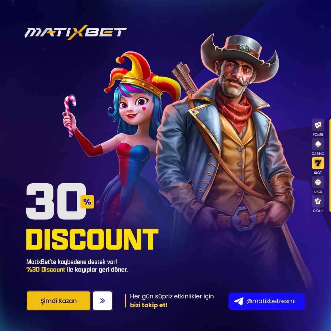 matixbet's tweet photo. 🤩 %30 Discount MatixBet’te!

😀 Kaybetmek oyunun bir parçası, telafi de öyle.

🤩 Şimdi yeniden başlamak için doğru zaman.

😀 Avantajı al, şansını yeniden dene!

📌 Güncel Giriş: https://t.co/5djtXOjIF1

#bonus #matixbet #matixgüncelgiris #denemebonusu https://t.co/hHf1x6484d