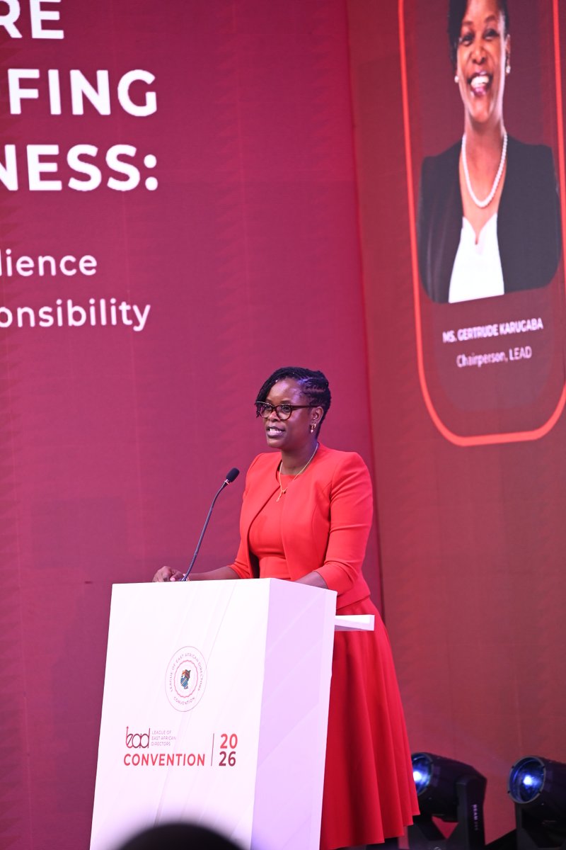 LEAD_EA's tweet photo. Chairperson of LEAD, Ms. Gertrude Karugaba, opened by grounding the conversation in what brought everyone to this room, the growing recognition that governance is not a commodity. It is a responsibility that carries real weight in the lives of real people. 

#LEADConvention2026 https://t.co/7xvoM28MGB