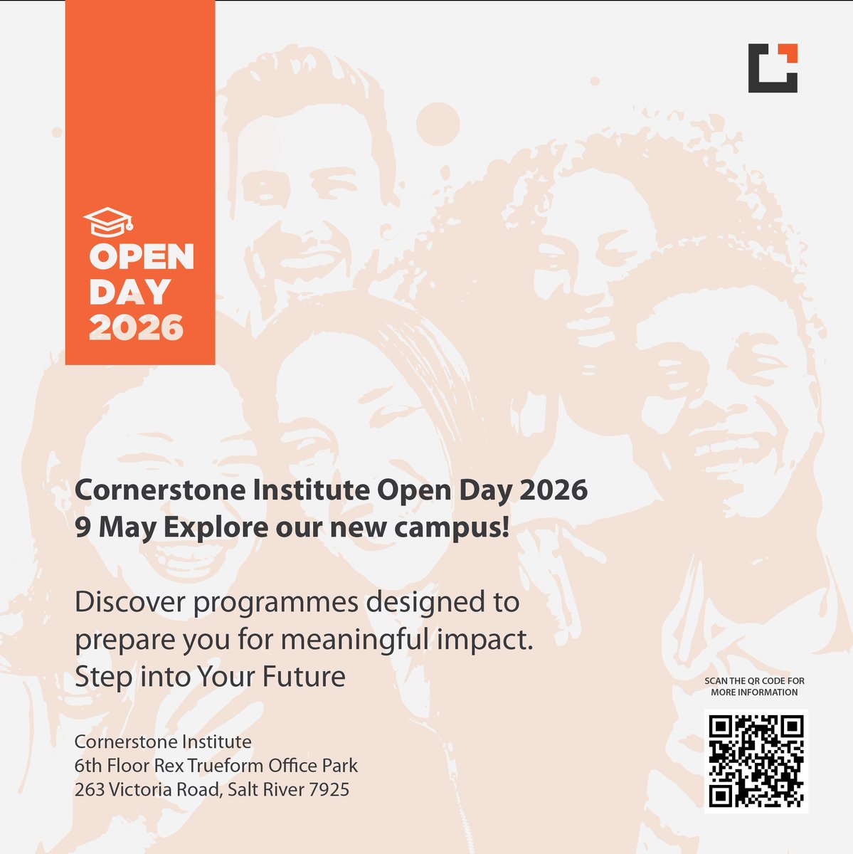 Cornerstone_CPT's tweet image. Join us at our 2026 Open Day and explore programmes designed to equip you to make a meaningful difference in society.

Your journey starts here.

Cornerstone Institute, Salt River Campus
RSVP: forms.gle/PGHAeb8U2p9xaa…

#CornerstoneInstitute #OpenDay #Learntochangetheworld