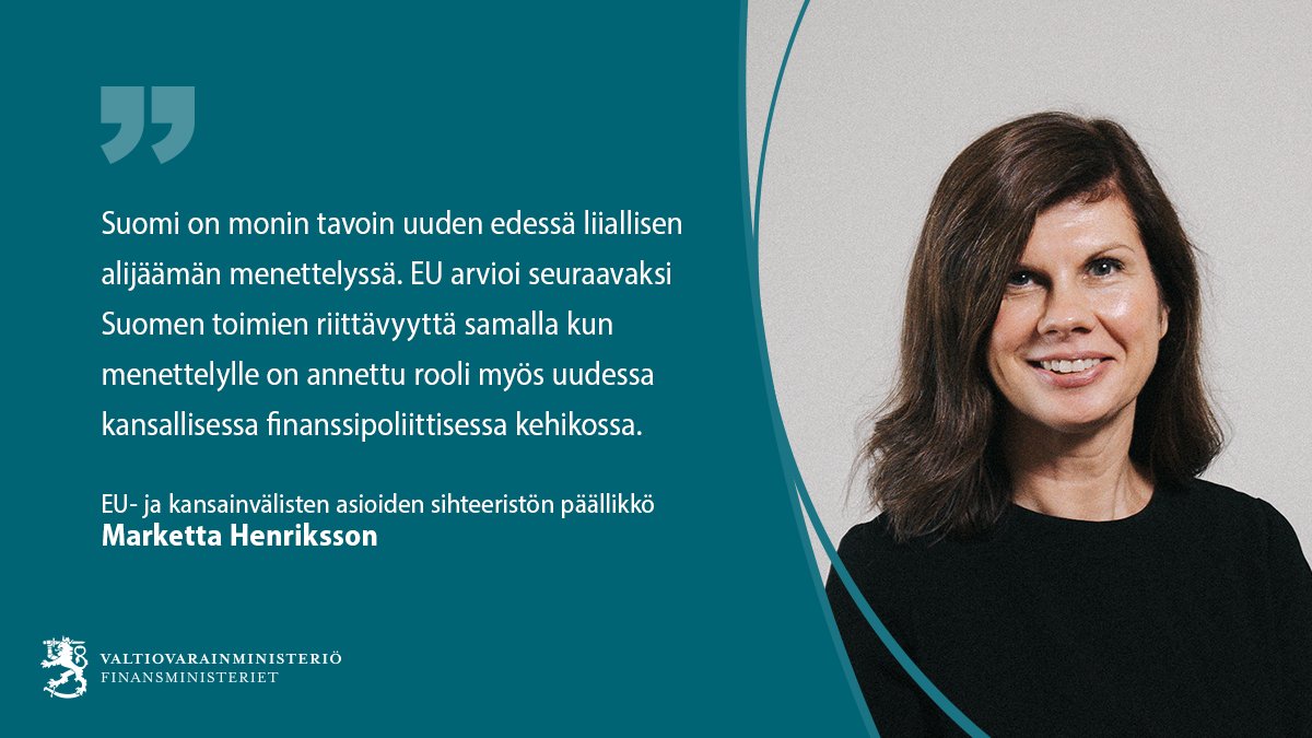VMuutiset's tweet photo. Suomi joutui tammikuussa EU:n liiallisen alijäämän
menettelyyn ja raportoi tänään EU:lle toimistaan alijäämän korjaamiseksi.

EU- ja kansainvälisten asioiden sihteeristön päällikkö
Marketta Henriksson avaa kolumnissaan Suomen tilannetta.

Kolumni: https://t.co/y26aQwHAOs https://t.co/pI0idbkDNU