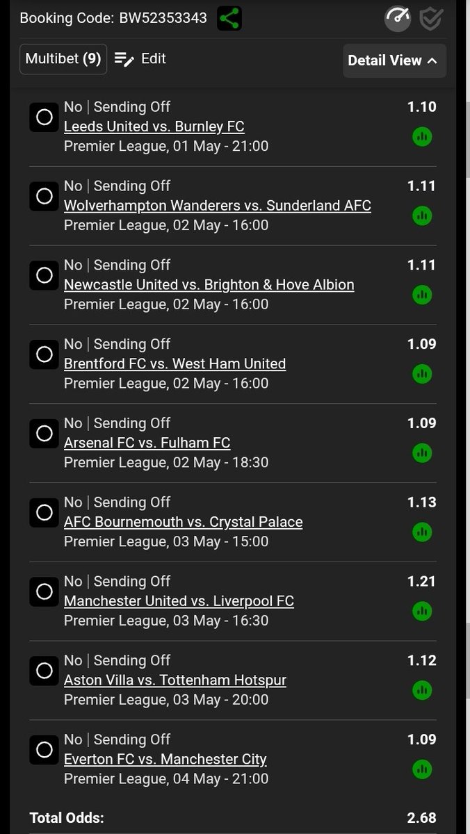 KundaApostle's tweet photo. BW523554E3
BW52353343
BW52329C9E
Under 2.5 first half bookings/sending off No 💪🏿
Let us back these 2 and wait ✋️ 
All the best guy's 👌 https://t.co/J1SQqsKvUN