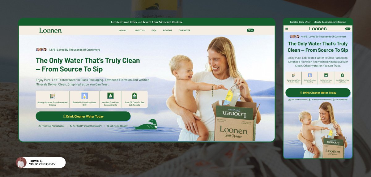 AjeigbeTai86364's tweet image. Hero section designed in @figma for Loonen product—clean, bold, and focused on conversion.
#Figma #UIUX #Ecommerce #WebDesign #UXDesign